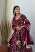 Pomcha Jaipur Hoor Plum Cotton Gota Patti Anarkali With Soft Net Dupatta